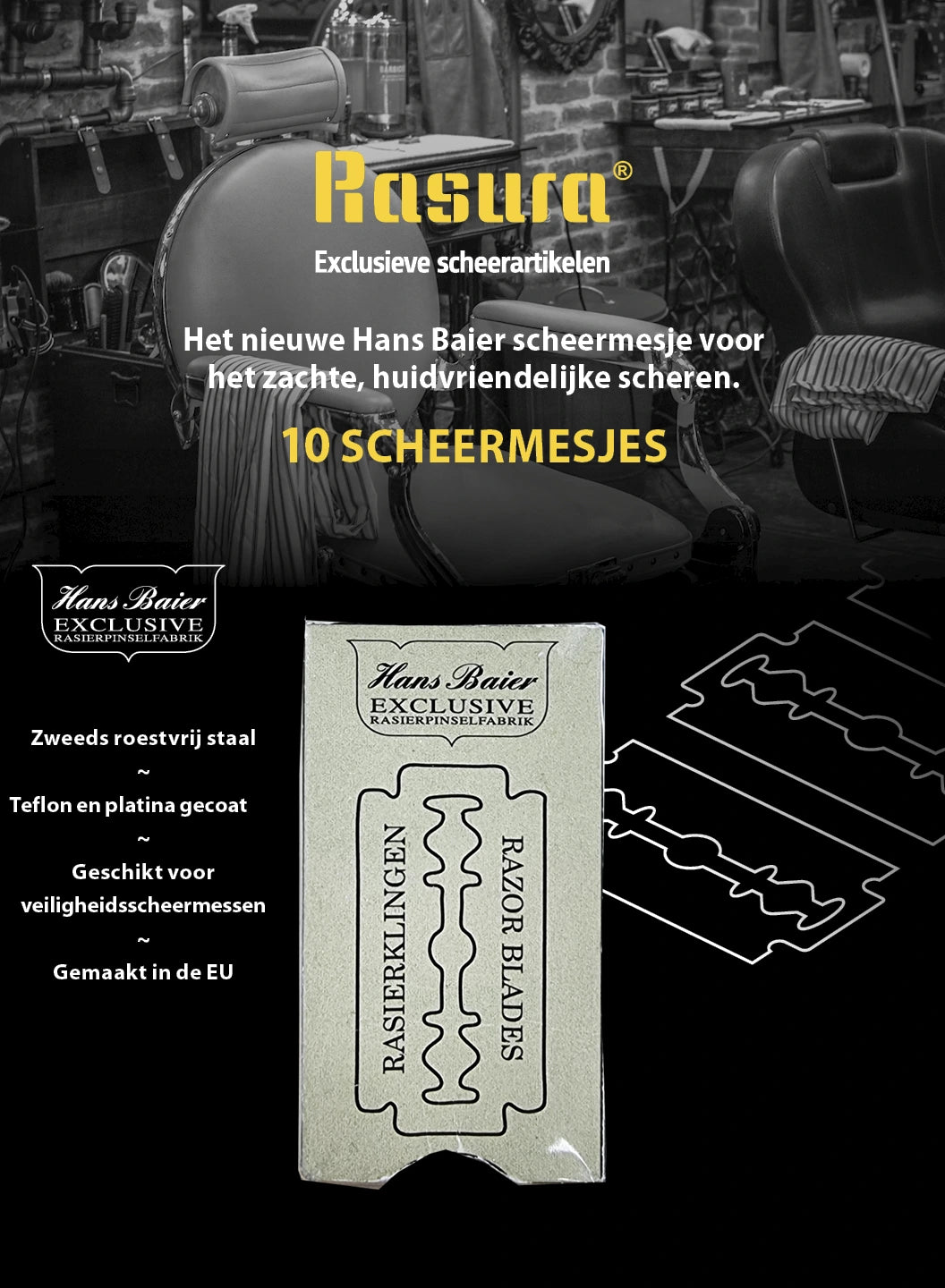 Rasura Blister met Solingen scheermesjes 10 stuks