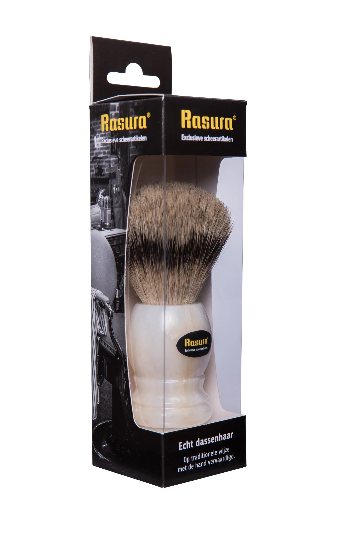 Rasura Scheerkwast Silverspits wit / parelmoer